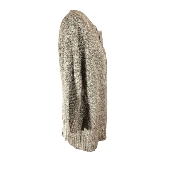 Carolyn Taylor Soft Loop Knit One Button Cardigan Cape Sweater Oatmeal Brown - Picture 4 of 7